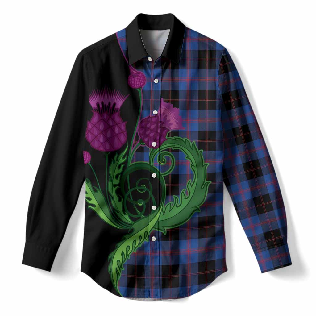 Maule Tartan Women Casual Shirt Traditional Scottish Thistle