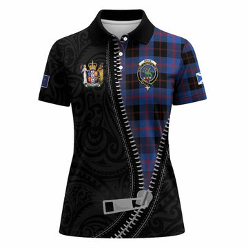 Maule Tartan Women Polo Shirt New Zealand Pattern Unique Zipper Stylized