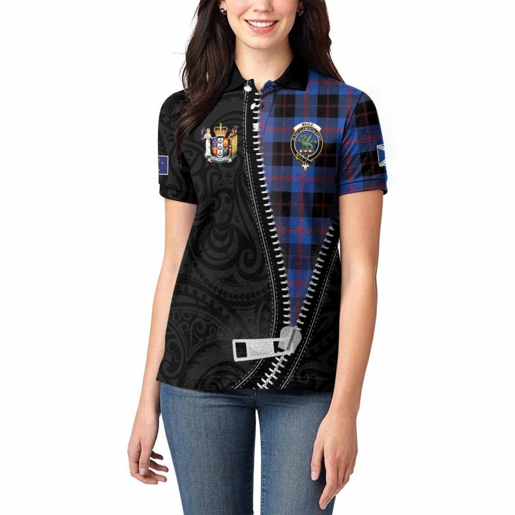 Maule Tartan Women Polo Shirt New Zealand Pattern Unique Zipper Stylized