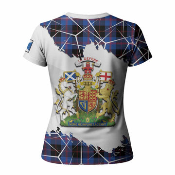 Maule Tartan Women T shirt with Family Crest and Lion Rampant Grunge Style