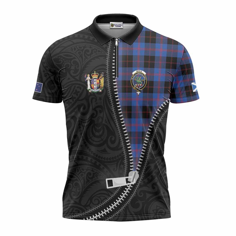 Maule Tartan Zipper Polo Shirt New Zealand Pattern Unique Zipper Stylized