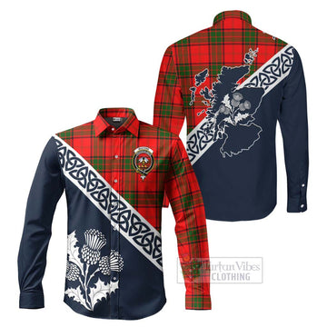 Maxtone Tartan Long Sleeve Button Shirt Featuring Thistle and Scotland Map Men's Shirt S - Tartan Vibes Clothing