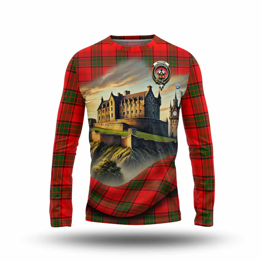 Maxtone Tartan Family Crest Long Sleeve T-Shirt with Scottish Ancient Castle Style Unisex - Tartan Vibes Clothing
