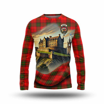 Maxtone Tartan Family Crest Long Sleeve T-Shirt with Scottish Ancient Castle Style Unisex - Tartan Vibes Clothing