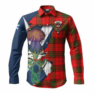 Tartan Vibes Clothing Maxtone Tartan Family Crest Long Sleeve Button Shirt Scottish Thistle Celtic Inspired