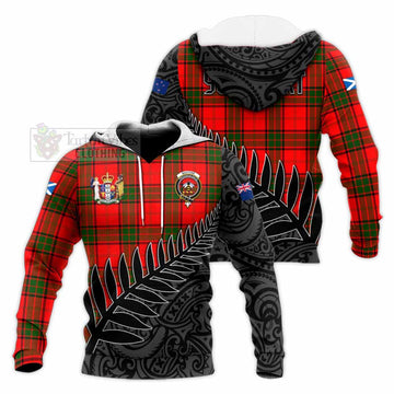 Tartan Vibes Clothing Maxtone Crest Tartan Knitted Hoodie with New Zealand Silver Fern Half Style