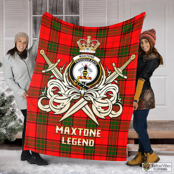 Maxtone Tartan Blanket with Clan Crest and the Golden Sword of Courageous Legacy