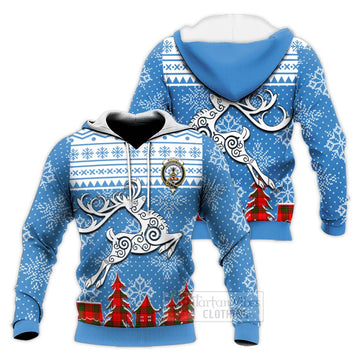 Maxtone Clan Christmas Knitted Hoodie Celtic Reindeer Style Unisex Knitted Pullover Hoodie - Tartan Vibes Clothing