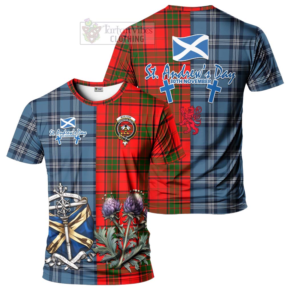 Maxtone Tartan T-Shirt Happy St. Andrew's Day Half Tartan Style Kid's Shirt - Tartan Vibes Clothing
