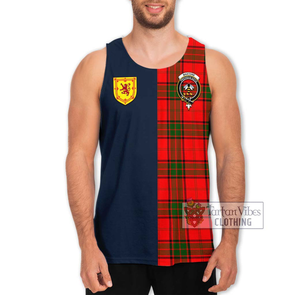Maxtone Tartan Men's Tank Top Alba with Scottish Lion Royal Arm Half Style Men - Tartan Vibes Clothing