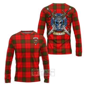 Maxtone Tartan Long Sleeve T-Shirt with Family Crest Celtic Skull Style Unisex - Tartan Vibes Clothing