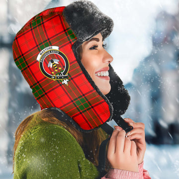 Maxtone Tartan Winter Trapper Hat with Family Crest
