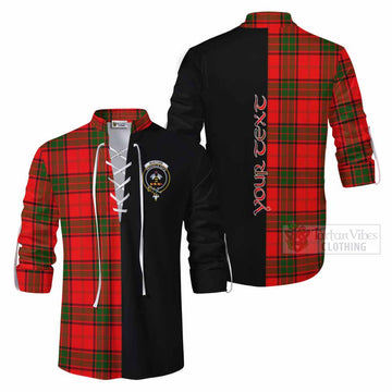 Maxtone Tartan Ghillie Kilt Shirt with Family Crest and Half Of Me Style Men - Tartan Vibes Clothing