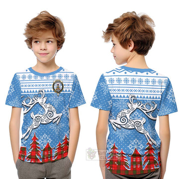 Maxtone Clan Christmas Kid T-Shirt Celtic Reindeer Style Youth XL Size14 - Tartan Vibes Clothing