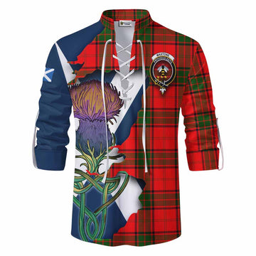 Tartan Vibes Clothing Maxtone Tartan Family Crest Ghillie Kilt Shirt Scottish Thistle Celtic Inspired