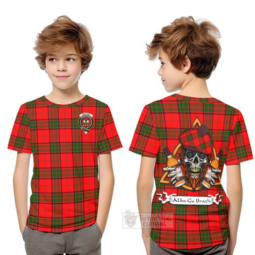Maxtone Tartan Kid T-Shirt with Family Crest and Bearded Skull Holding Bottles of Whiskey Youth XL Size14 - Tartan Vibes Clothing