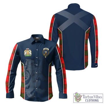 Maxtone Tartan Long Sleeve Button Up Shirt with Family Crest and Lion Rampant Vibes Sport Style