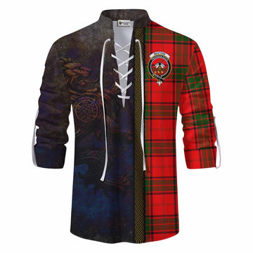 Maxtone Tartan Family Crest Ghillie Kilt Shirt Alba Gu Brath Be Brave Lion Ancient Style Men - Tartan Vibes Clothing
