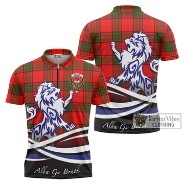 Maxtone Tartan Zipper Polo Shirt with Alba Gu Brath Regal Lion Emblem Unisex - Tartan Vibes Clothing