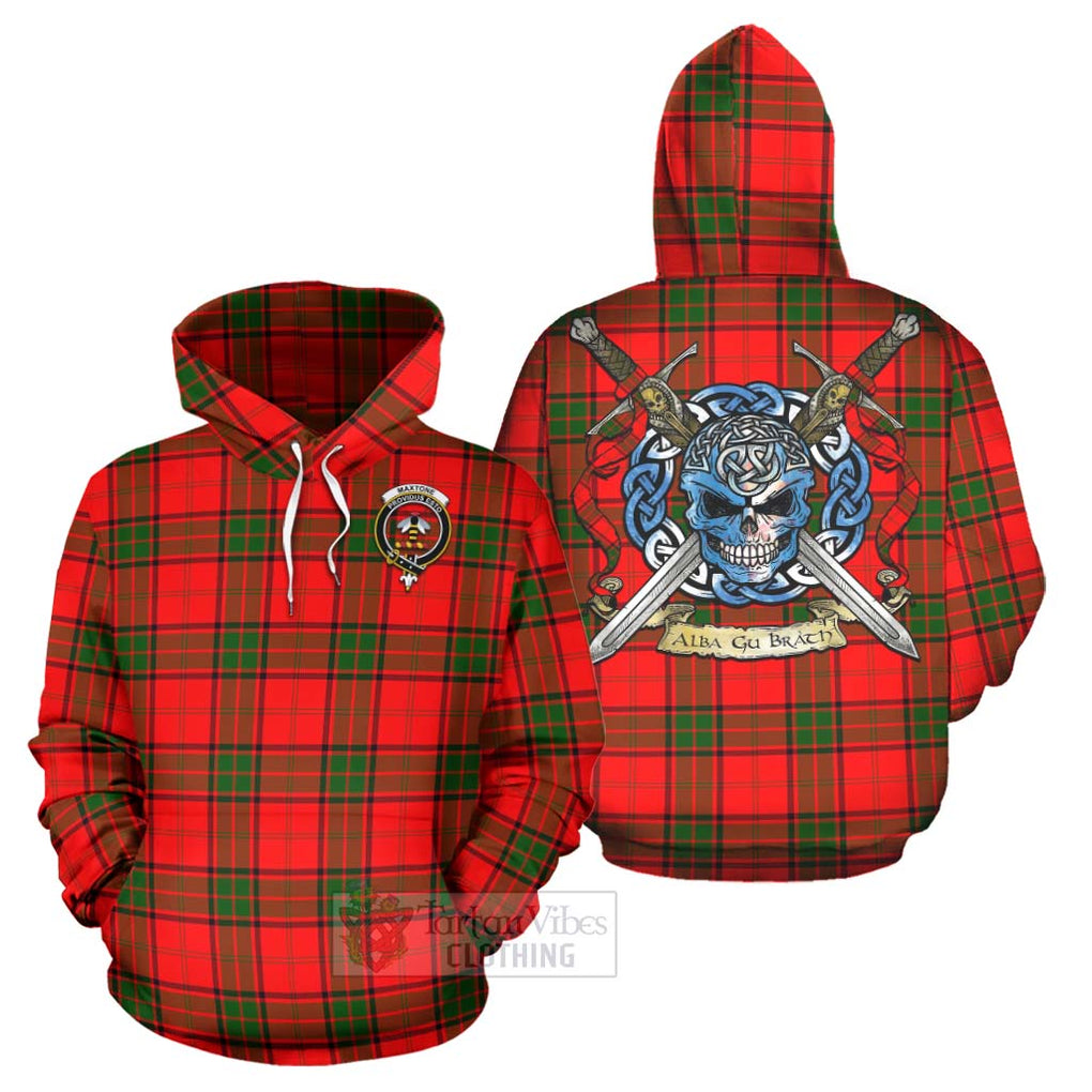 Maxtone Tartan Hoodie with Family Crest Celtic Skull Style Zip Hoodie - Tartan Vibes Clothing
