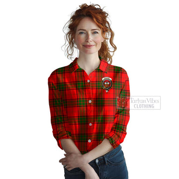 Maxtone Tartan Women's Casual Shirt with Family Crest Celtic Skull Style Female - Tartan Vibes Clothing