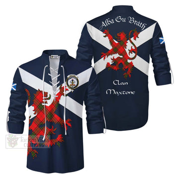 Maxtone Tartan Lion Rampant Ghillie Kilt Shirt Proudly Display Your Heritage with Alba Gu Brath and Clan Name Men - Tartan Vibes Clothing