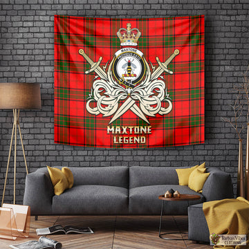 Maxtone Tartan Tapestry with Clan Crest and the Golden Sword of Courageous Legacy Tapestry - Tartan Vibes Clothing