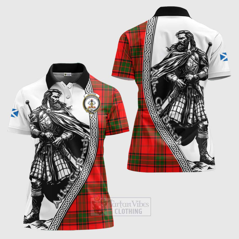 Maxtone Tartan Clan Crest Women's Polo Shirt with Highlander Warrior Celtic Style Women - Tartan Vibes Clothing