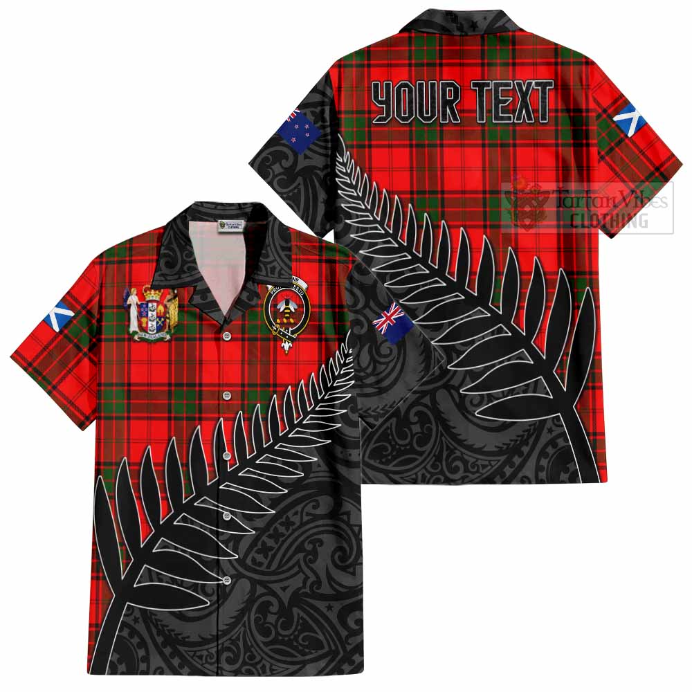 Tartan Vibes Clothing Maxtone Crest Tartan Short Sleeve Button Shirt with New Zealand Silver Fern Half Style