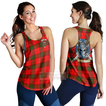 Maxtone Tartan Women's Racerback Tanks with Family Crest Celtic Skull Style 4XL - Tartan Vibes Clothing