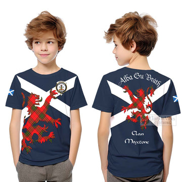 Maxtone Tartan Lion Rampant Kid T-Shirt Proudly Display Your Heritage with Alba Gu Brath and Clan Name Youth XL Size14 - Tartan Vibes Clothing