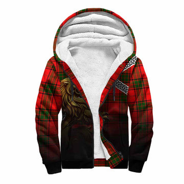 Tartan Vibes Clothing Maxtone Crest Tartan Sherpa Hoodie with Golden Lion Emblem Celtic Style