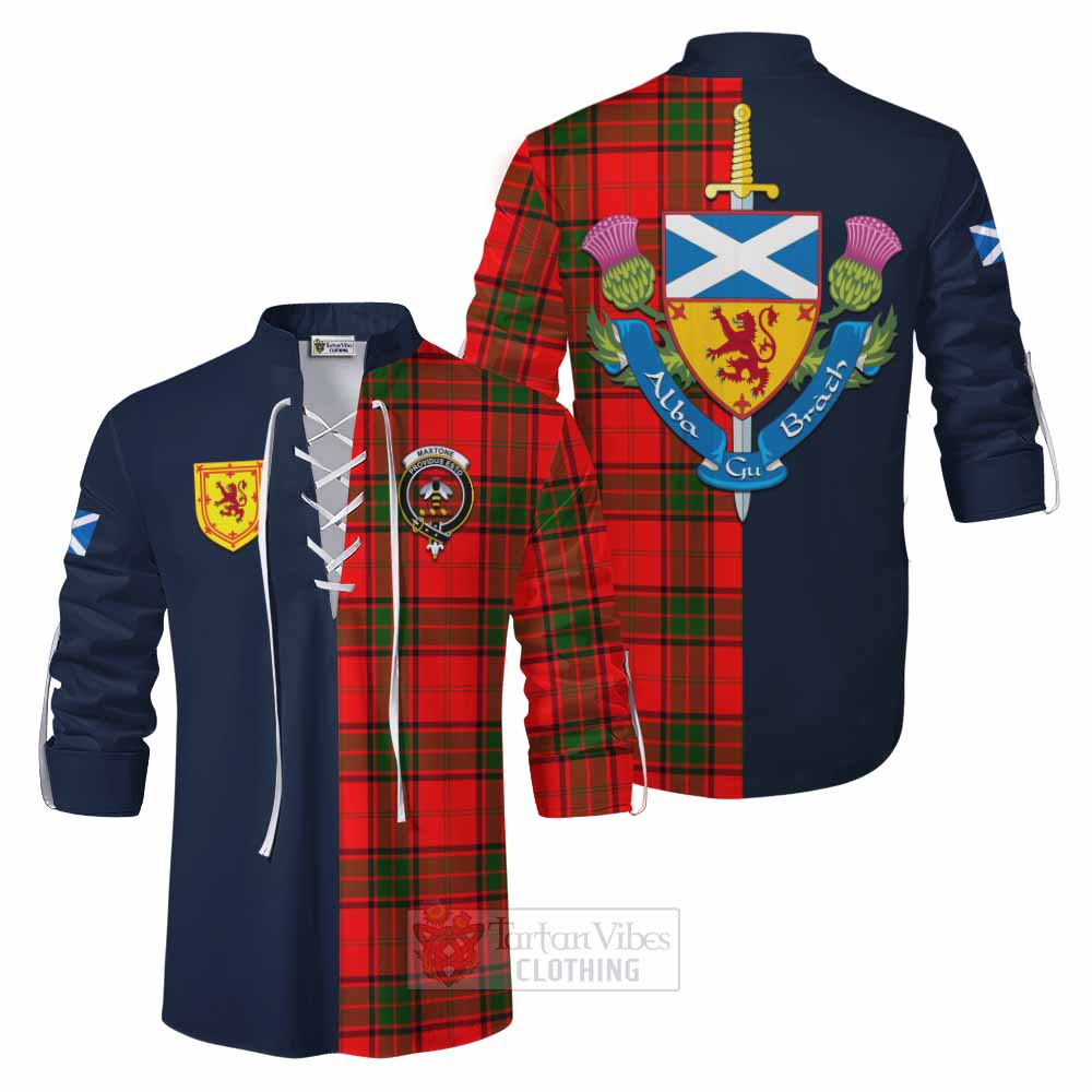 Maxtone Tartan Ghillie Kilt Shirt Alba with Scottish Lion Royal Arm Half Style Men - Tartan Vibes Clothing