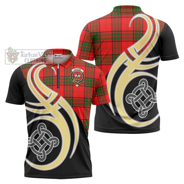 Maxtone Tartan Zipper Polo Shirt with Family Crest and Celtic Symbol Style Unisex - Tartan Vibes Clothing