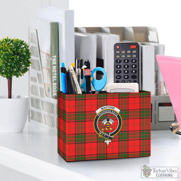 Maxtone Tartan Pen Holder with Family Crest One Size 5.9"(L)*2.7"(W)*4.3"(H) - Tartan Vibes Clothing