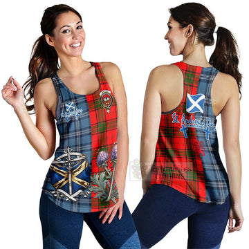 Maxtone Tartan Women's Racerback Tanks Happy St. Andrew's Day Half Tartan Style 4XL - Tartan Vibes Clothing