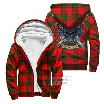 Maxtone Tartan Sherpa Hoodie with Family Crest Celtic Skull Style Unisex S - Tartan Vibes Clothing