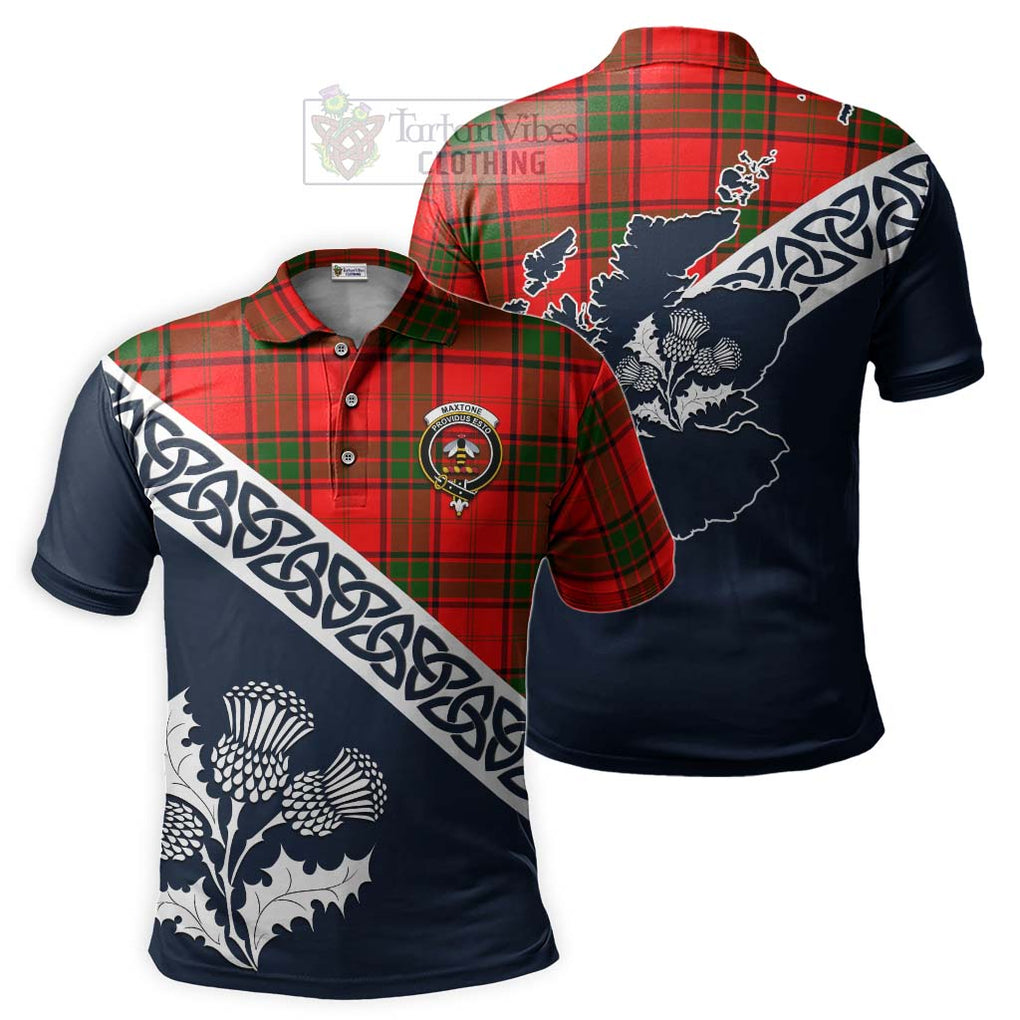 Maxtone Tartan Polo Shirt Featuring Thistle and Scotland Map Kid - Tartanvibesclothing Store