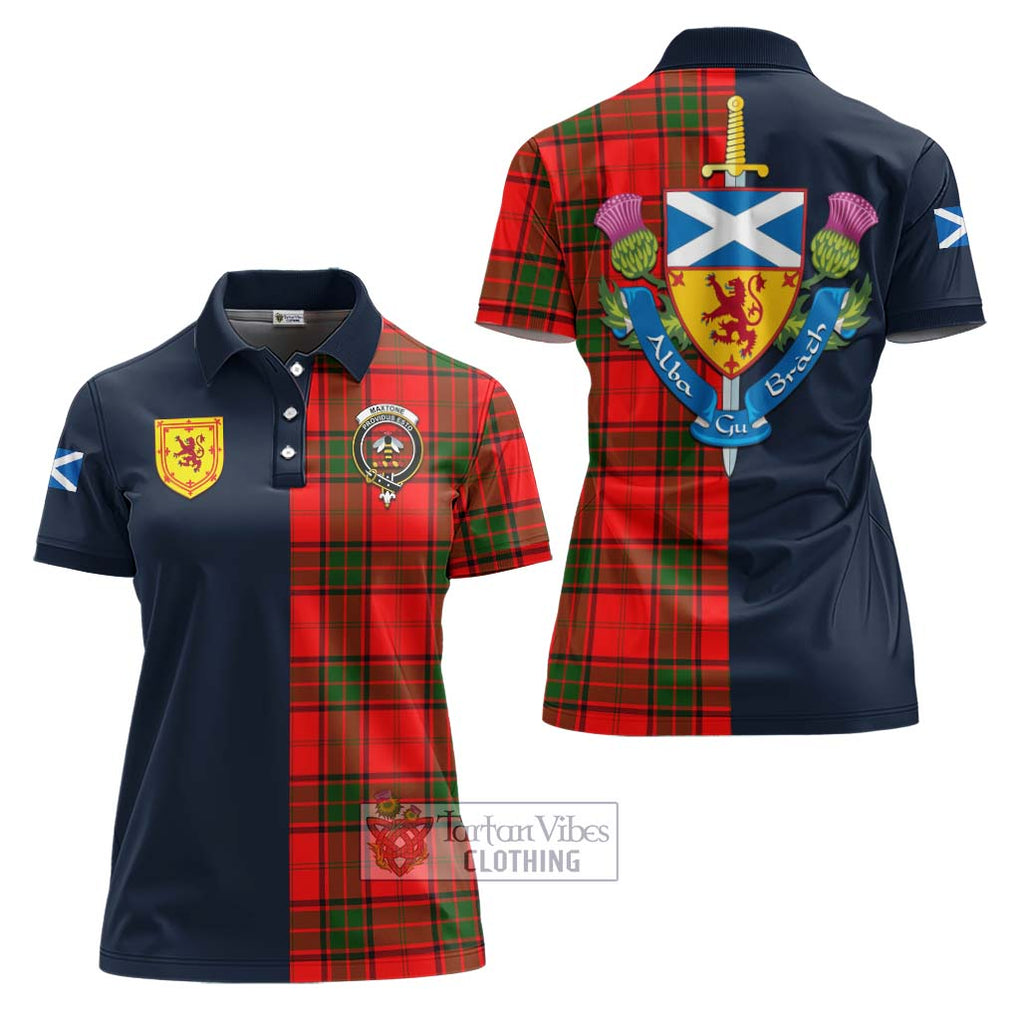 Maxtone Tartan Women's Polo Shirt Alba with Scottish Lion Royal Arm Half Style Women - Tartan Vibes Clothing