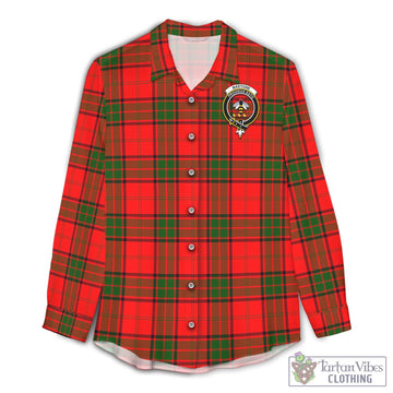Maxtone Tartan Womens Casual Shirt with Family Crest