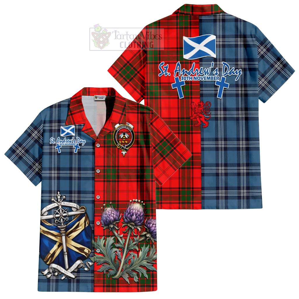 Maxtone Tartan Hawaiian Shirt Happy St. Andrew's Day Half Tartan Style Kid - Tartan Vibes Clothing