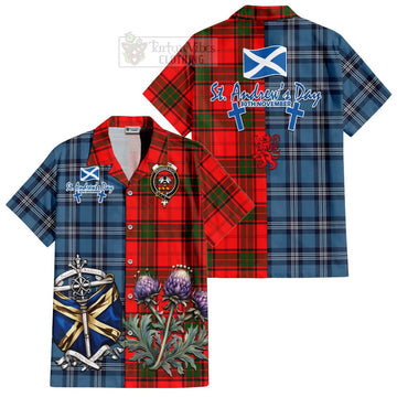 Maxtone Tartan Hawaiian Shirt Happy St. Andrew's Day Half Tartan Style Kid - Tartan Vibes Clothing