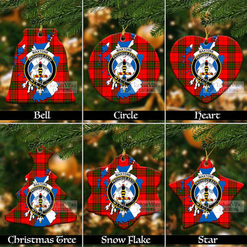 Maxtone Tartan Christmas Ceramic Ornaments with Family Crest and Scotland Map Ceramic - Tartan Vibes Clothing