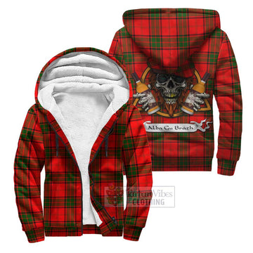 Maxtone Tartan Sherpa Hoodie with Family Crest and Bearded Skull Holding Bottles of Whiskey Unisex S - Tartan Vibes Clothing