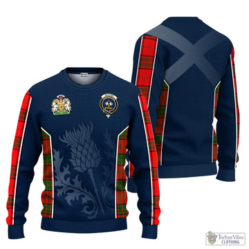 Maxtone Tartan Knitted Sweatshirt with Family Crest and Scottish Thistle Vibes Sport Style