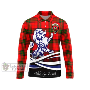 Maxtone Tartan Long Sleeve Polo Shirt with Alba Gu Brath Regal Lion Emblem Unisex - Tartan Vibes Clothing
