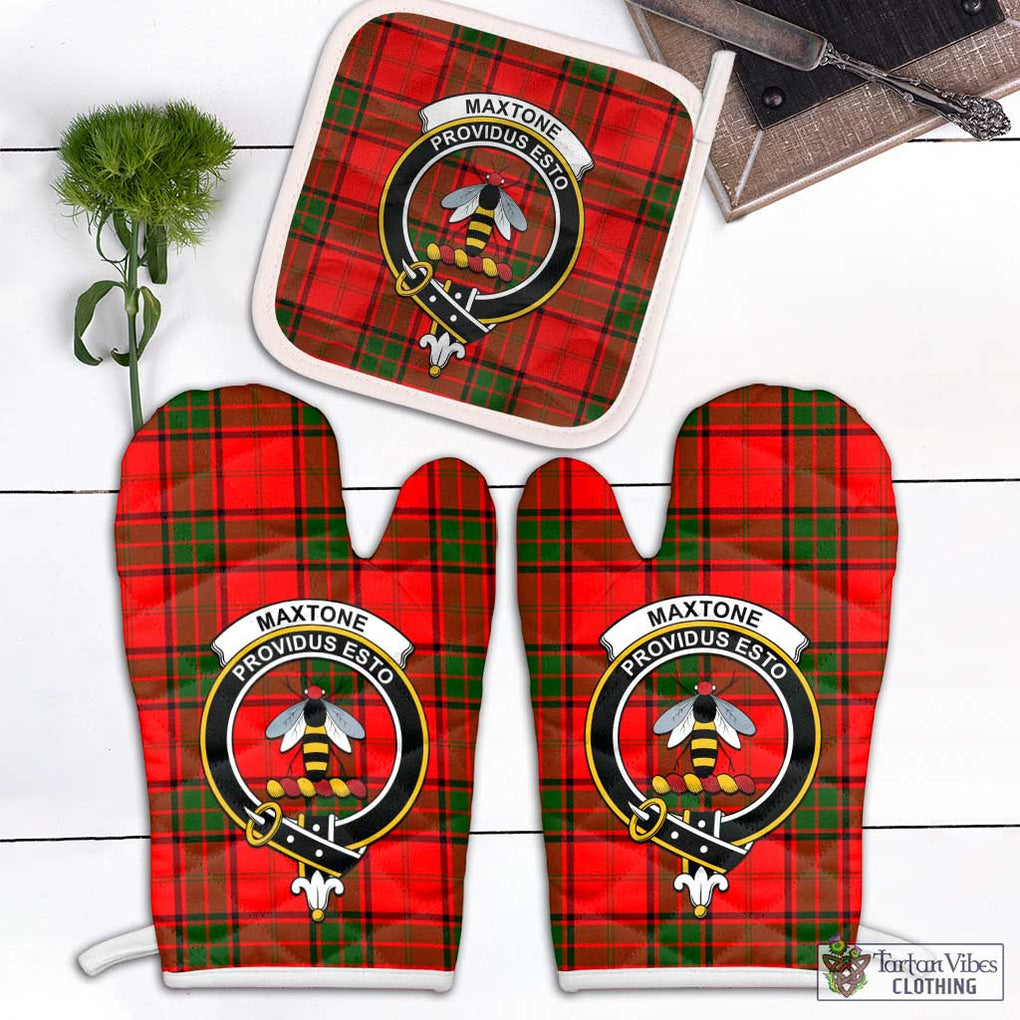Maxtone Tartan Combo Oven Mitt & Pot-Holder with Family Crest Combo 2 Oven Mitt & 1 Pot-Holder Black - Tartan Vibes Clothing