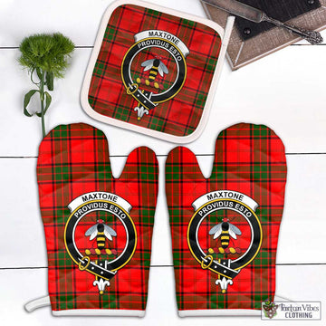 Maxtone Tartan Combo Oven Mitt & Pot-Holder with Family Crest Combo 2 Oven Mitt & 1 Pot-Holder Black - Tartan Vibes Clothing