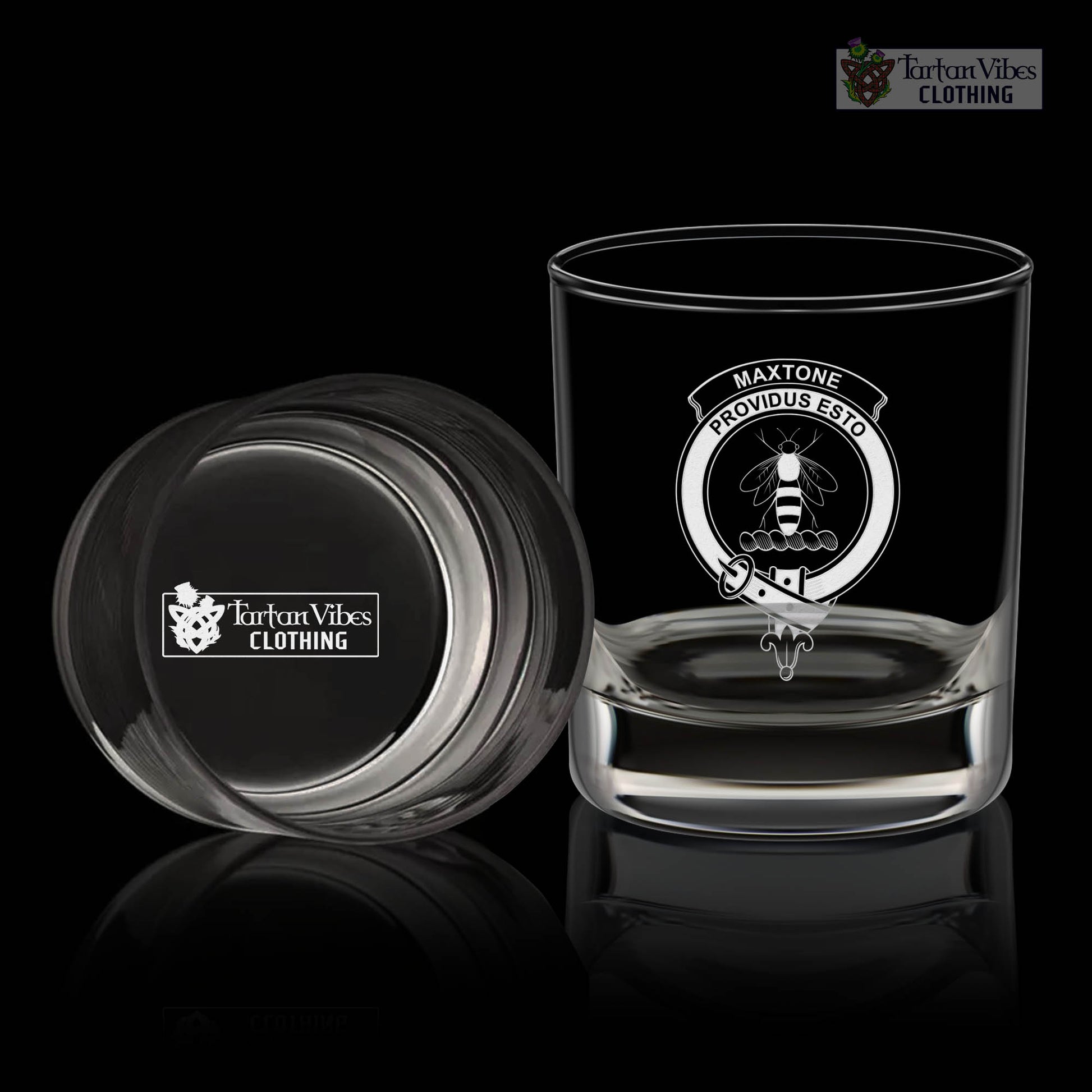 Maxtone Clan Crest Engraved Whiskey Glass One Size Engraved Glass - 2D-tartanvibesclothing