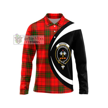 Maxtone Tartan Long Sleeve Polo Shirt with Family Crest Circle Style Unisex - Tartan Vibes Clothing